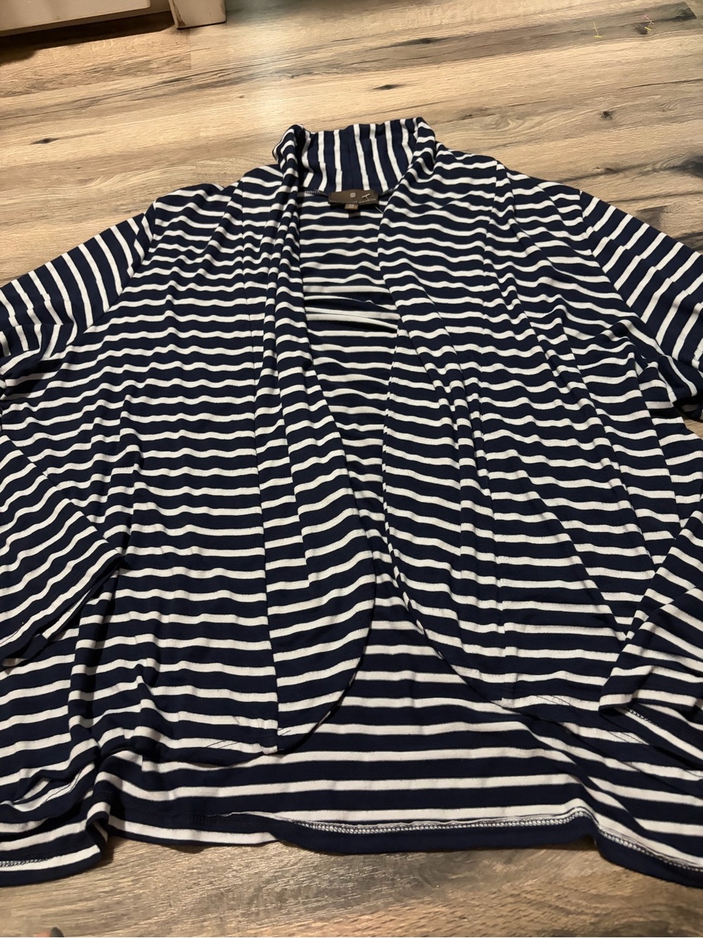 Fenn Wright Manson Navy and White Striped Open Cardigan- 3X - premium brand